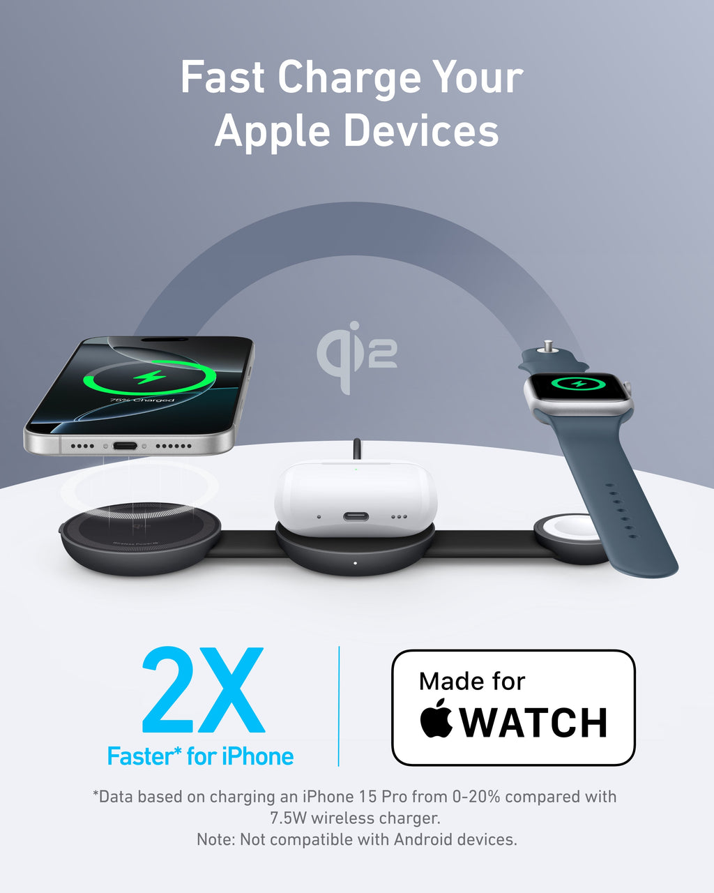 Anker MagGo Wireless Charging Station (3-in-1, Foldable Pad)