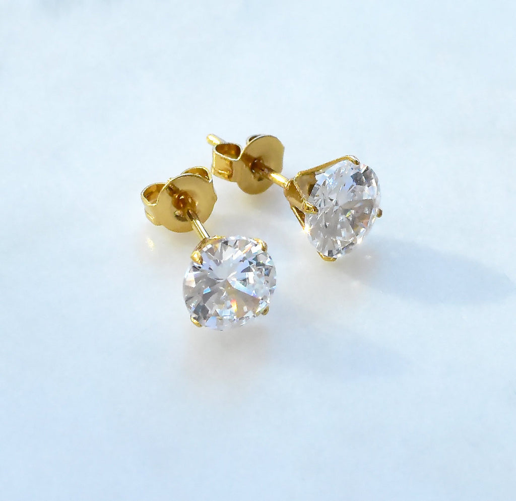 PARIS GOLD CZ STUD EARRINGS