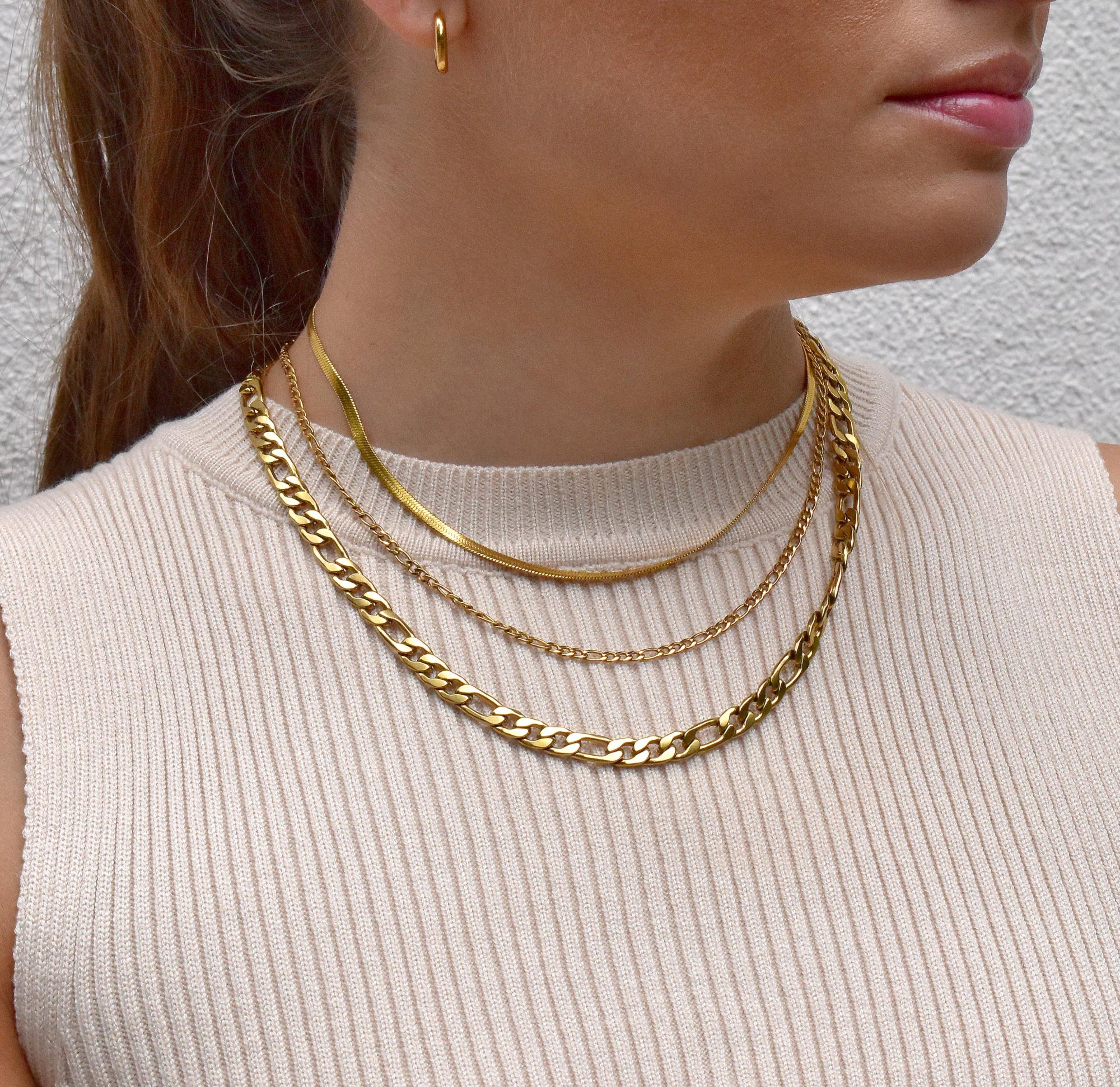 BROOKLYN GOLD FIGARO CHAIN NECKLACE