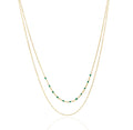 ROXI  DAINTY GOLD DUO GREEN BEADED NECKLACE