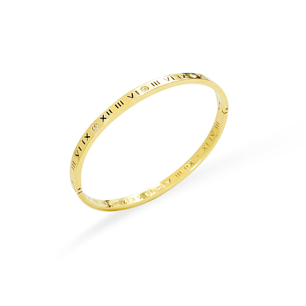 TRINITY THIN GOLD ROMAN NUMERALS CUFF BRACELET