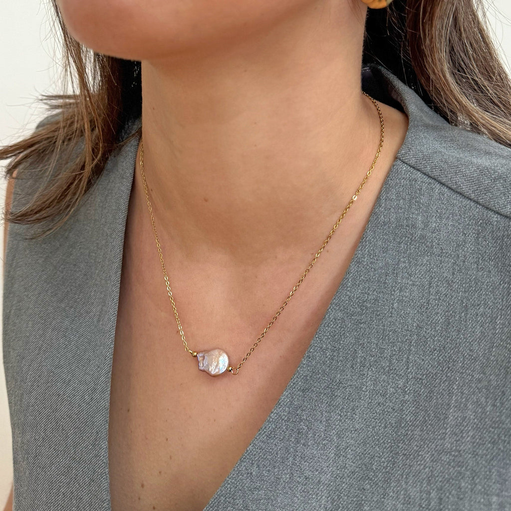 SERENA PINK PEARL PENDANT NECKLACE